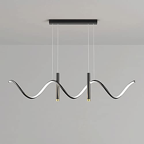 Luces de araña de cristal, Luces colgantes lineales - Twist, lámparas colgantes de metal con 2 focos LED moderno de 30 W 6000 K - Lámpara de suspensión de luz blanca, isla de cocina minimalista sobre