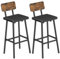 HOOBRO Bar Stools Set of 2, PU Upholstered Breakfast Bar Stools, Industrial Barstools with Backrest and Footrests, Bar Chairs for Kitchen, Dining Room, Bar, Rustic Brown and Black EBF84RBY01G2