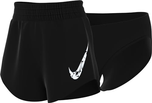 Nike Women's Pantaloncini W Nk One Swsh Hbr DF Mrbrshrt, Black/White, FN2601-010, L