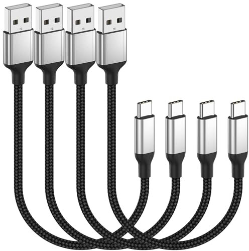 Acecene Cavo USB C corto da 20 cm, confezione da 4 cavi di ricarica rapida 3A Cavo di ricarica USB C corto Cavo da USB C a USB A Cavo dati di tipo C per Huawei Mate 50/40/30 Pro Xiaomi Samsung Galaxy