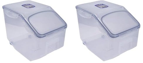 LocknLock PP Classic Küchen Caddy, 350 x 230 x 270 mm, 12 L, 100% Luftdicht, Cleveres Verschluss-System, Vorratsbehälter, Schüttdose, Mehl Aufbewahrung, Cornflakes Spender (Packung mit 2)