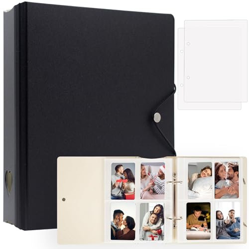 200 Taschen Fotoalbum für Fujifilm Instax Mini 11 12 9 8+ 8 7+ LiPlay Film, Fotokarten Binder für Polaroid SnapTouch PIC-300 Z2300 Fotodrucker, 2x3 Fotobuch für Kpop Card (Schwarz)