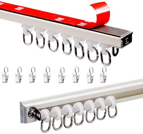 WOGTITYI Selbstklebende Vorhangschiene 1-Läufig Ohne Bohren Gardinenschiene für Decke oder Wand Montage, für Vorhänge, Raumteiler, Duschvorhang (Color : A, Size : 0.6m(1.9ft))