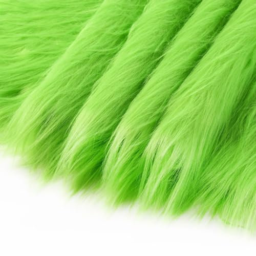 Maikeduo Kunstfell Zum Basteln, 50 X 180 cm, Quadratischer Aufnäher für Zwergenkostüm, Bodendekoration Matte, Kunstleder Fell Stoff (Fruchtgrün)