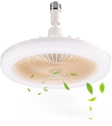 Shurzzesj Ceiling Fan with Light,Remote Control Bulb Socket Led Light Fan - Small Ceiling Fan Bulb Dimmable for Kitchen, 3 Speed and Brightness Settings