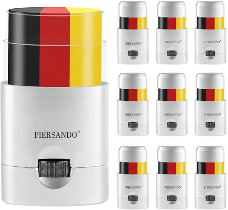 Piersando Set Schminkstift Schminke Fahne Fussball EM WM Länderflagge Fanartikel Land Deutsche Flagge Eishockey Handball Basketball Frauen Männer Kinder Deutschlandfahne Deutschland 10 Stück