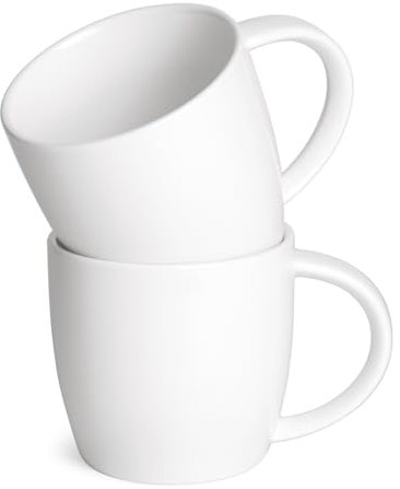 Tacuhy Set di 2 tazze da caffè grandi, da 600 ml, grandi tazze da caffè con manico grande, tazze in ceramica per caffè e tè (bianco)