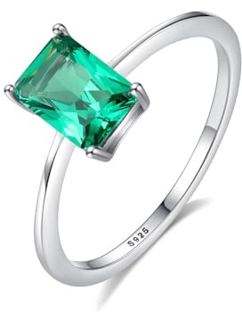 HeyMeili Grün Smaragd Ring Frauen Damen, Schmuck Set, Verlobungsring Solitär Ring Silber 925 Damenring mit Geburtsstein