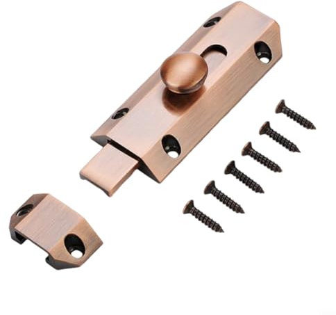 HOHOVYVY 1 Stücke Türriegel,Tür Zusatzschloss,Dicke Reinem Messing Schiebetür Bolzen Heavy Duty Tor Sicherheit Lock Latch(red bronze)