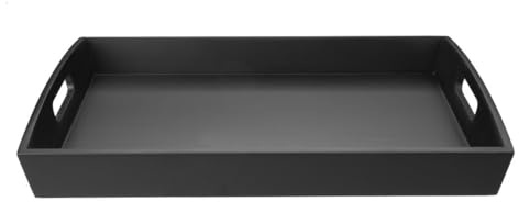 Olympia Bamboo Large Rectangular Serving Tray, Black, 510x350x70mm | Spacious surface carries multiple plates and drinks safely, with deep raised edges to prevent drops and spills.