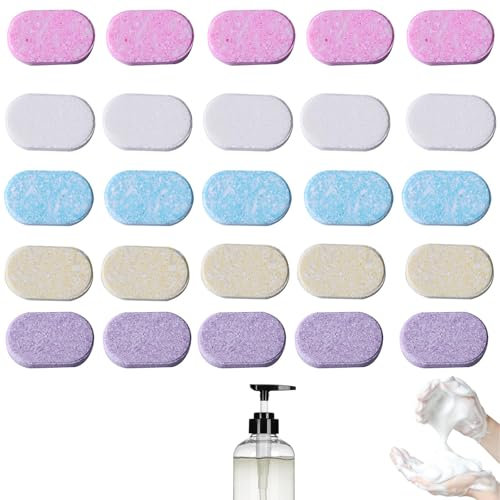 25 PCS Hand Soap Foam, Foaming Hand Wash, Method Foaming Hand Was, Foaming Hand Soap Refill Tablets, Eco-Friendly Sustainable Compressed Foaming Hand Soap Refill for Washing in Bathroom and Kitchen