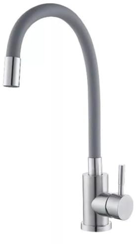 Miscelatore Rubinetto Lavello Cucina Canna Flessibile Bianco Grigio Satinato