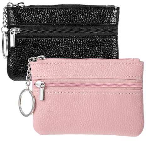 PEOVLVN 2 Stück Schlüsselmäppchen Damen Kleines Portemonnaie Damen PU Leder Schlüsseltasche Schlüsseletui Damen Leder Schlüsselmäppchen Münztüte Kreditkartenetui Geldbörse Kleine Schlüsselmäppchen
