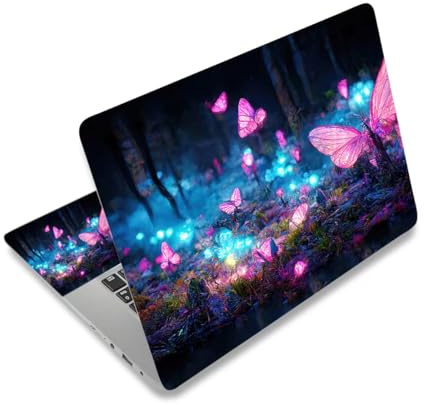 AIMSA Laptop Skin Sticker Decal, 17 17.3 inch Laptop Art Decal Universal Cover, Decorative Stickers Notebook Skin Protector, Fantasy Pink Butterfly