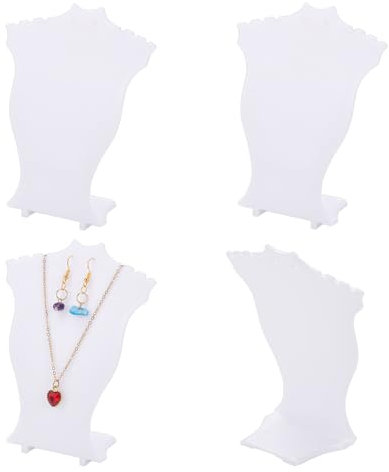 arricraft 4 piezas joyería collar pantallas, blanco busto en forma de plástico inclinado atrás collar almacenamiento rack busto expositor soporte para la pantalla de joyería