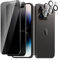 BIESHKJ 2+ 2-pack For iPhone 14 Pro Privacy Screen Protector + Camera Lens Protector, Anti Spy Tempered Glass, Easy to Install, 9H Hardness, Scratch-Resistant, Bubble-Free