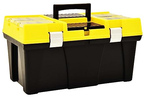 LAPOOH Werkzeugkoffer Kunststoff 595 x 337 x 316 mm Gelb, Werkzeugtrolley, Werkzeugset, Werkzeug-Sets, Tool Set, Werkzeugtasche Gefüllt