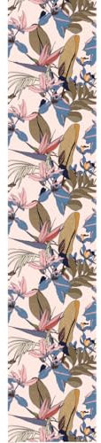Ambiance Sticker Papier Peint Intissé Pré-encollé Rouleau Wallpaper Tropical Rose Feuilles de Bananier et Fleurs de Paradis Adhésif Décorative - 1 Roulle de H300 x L60 cm
