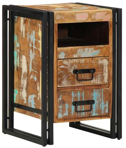 vidaXL Nachttisch 40x40x59 cm Altholz Massivholz, Nachtschrank, Beistellschrank, Nachtkommode, Bettschrank, Beistelltisch, Schlafzimmermöbel