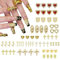 Cosmeria Nail Charms Set Gold, 64 Pieces Exclusive Golden Designs Like Hearts, Cross, Rose, Virgin Mary, Durable 3D Chrome Nail Decorations