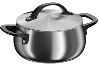BergHOFF Home Kochtopf klein (18cm)– Edelstahl Topf mit Deckel – Kochtopf für alle Herdarten inkl. Induktion – Schmortopf - spülmaschinengeeignet & Ofenfest - schwarz
