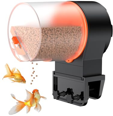 Pawfly Automatic Fish Feeder for Aquarium 100/200ml Adjustable Food Dispenser with Timer Vacation Feeding Solution Battery Powered Fish Tank Feeder for Pellets/Flakes (Batteries Not Included)