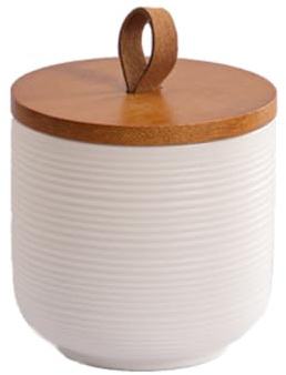 Simanli Vorratsdosen für die Küche, mit Deckel, luftdicht, Keramik, Frischhaltedosen für Kaffee, Tee, Zucker, Gewürze, Weiß, 260 ml