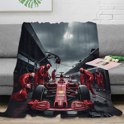 Kuscheldecke Flauschig, Ferrarii Fleecedecke 70x80inch(180x200cm), Flanell Sofadecke, Weiche Warme FormulaOne Perform A Pit Stop Decken Für Bett Und Couch, Flanneln Blanket