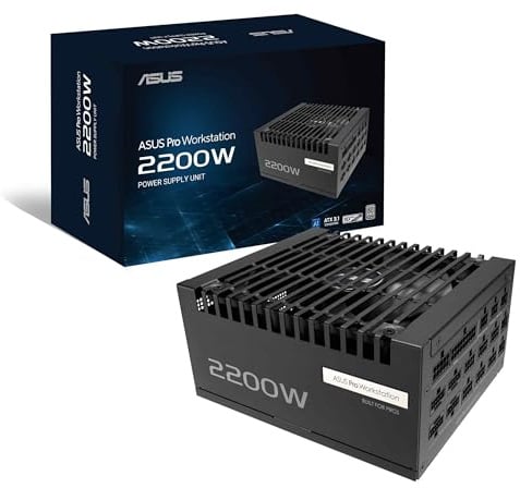 ASUS Pro WS 2200W Platinum Workstation Netzteil | 2200 Watt, bis 4x GeForce RTX 5080 Grafikkarten, ATX 3.1, PCIe 5.1 mit 12V-2x6-Anschlüssen, 80 PLUS Platin zertifiziert