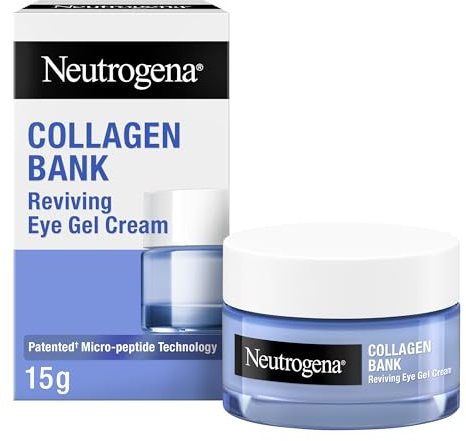 Neutrogena Collagen Bank Contorno de Ojos Revitalizante Crema Gel, 1 x 15 ml, crema ojeras y bolsas con micropéptidos, mejora los 5 signos tempranos del envejecimiento