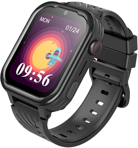 Garett Smartwatch Kinder Mädchen Jungen - 1,83″ - Face Unlock - GPS GEO-Zaun Videoanruf - Essa 4G Schwarz