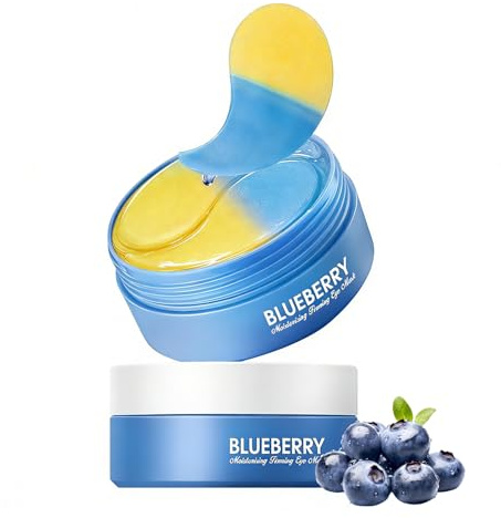 60 Stück Augenpads mit Blaubeere-Extrakt,Under Eye Patches mit Niacinamid,Hyaluron und Koffein - Augenpads Gegen Augenringe,Falten und Tränensäcke,Kollagen Eye Pad für Anti-Aging und Hydratation.