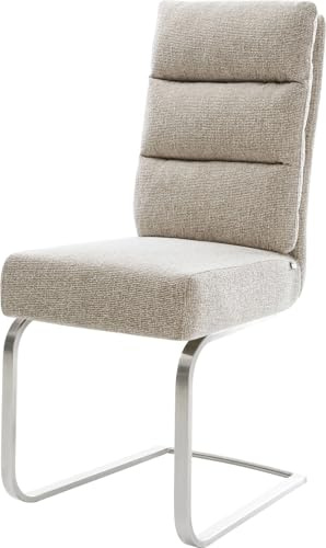 Schwingstuhl Pela-Flex Freischwinger flach Edelstahl Webstoff Soft Beige | Taschenfederkern