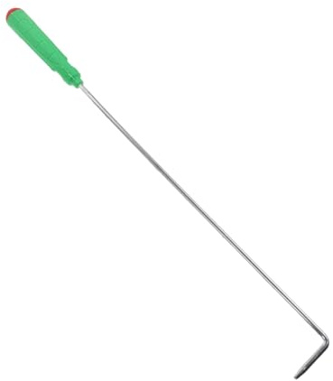 jojofuny Tisonnier de Cheminée 33 CM en Fer Résistant à la Chaleur Poignée Verte Antidérapante Outil pour Foyer Extérieur et Feu de Camp Accessoire Polyvalent pour Camping et Barbecue