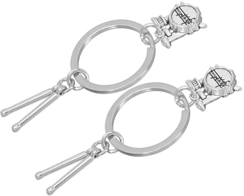 2stücke Drummer Schlüsselanhänger mit Trommel Schlinge Silber | Zinklegierung, Weihnachten Mottoparty, für Rucksack Deko, Band Merch Display, für Fans