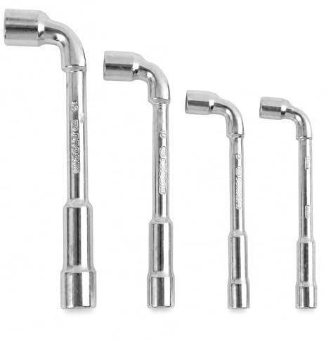 Juego de 4 llaves de pipa hexagonales en L 6 mm, 8 mm, 10 mm y 13 mm – acero CR-V (cromo vanadio) forjado y templado – llave tubo multiposición anticorrosión para mecánica, fontanería, electricidad