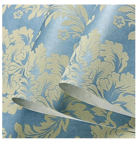 DKJAHSEK Bedroom Wallpaper 3D Non-Woven Wallpaper Living Room Bedroom TV Background Non Self-Adhesive Home Decor(Blue,53cmx9.5m)