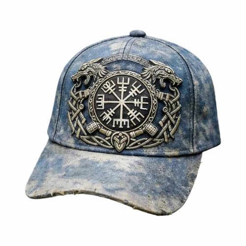 WAZHAKU Viking Baseball Mütze Sommer Kappe Tier Wolf Wikinger Motiv Sport Vintage Caps Für Herren Tennis Golf