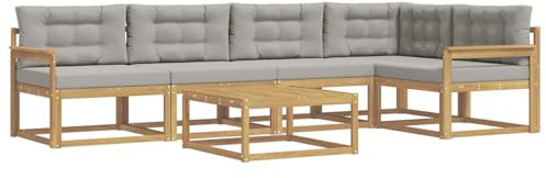 vidaXL Outdoor-Sofagarnitur 6 pcs Weiß und Hellgrau 79 x 79 x 37 cm, Modernes Gartenmöbelset, wetterfestes Sofa, schicke Sitzgruppe, langlebige Liege fürs Poolside