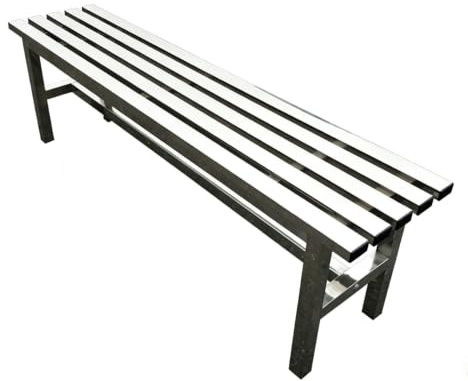 MDEUFYWEGB Parkbank aus Edelstahl, wetterfeste Outdoor-Bank ohne Rückenlehne, robuste Parkbank für Gärten und Terrassen, Bank im Metalllatten-Design.