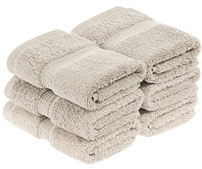 Superior Egyptian Cotton Plush & Absorbent, Face Towel Set of 6, Stone