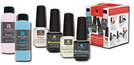 Red Carpet Manicure Must Haves Kit, Prep Max Adhesion Sanitizer (9ml),Structure Base Coat Gel (9ml), Brilliance Seal & Shine Top Coat (9ml),Purify Pre & Post Application Cleanser,Erase Gel Nail Polish Remover.Revitalize Nourishing Cuticle Oil (9ml). by Red Carpet Manicure