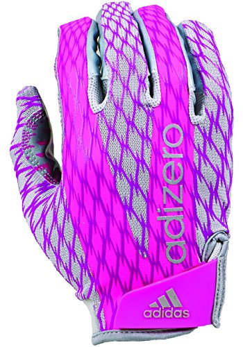 adidas Adizero 4.0 Adult Football Receiver's Gloves, Platinum/Pink, XX-Large