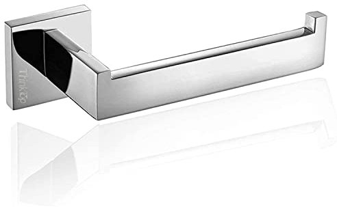 ThinkTop Luxury Sqaure Chrome Toilet Roll Holder Wall Mounted Silver SUS304 Stainless Steel Toilet Paper Holder for Bathroom