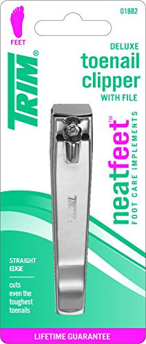 Trim Neat Feet Foot Care Implements Deluxe Toenail Clipper with File, Straight Edge, Stainless Steel, Cuts Toughest Toenails, Helps with Ingrown Nails, Ultra Sharp, Nail Care Tool, 1 Count