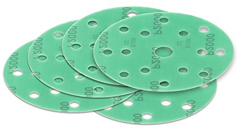 12 Stück Klett-Schleifscheiben green Ø 150 mm Körnung je 2 x 2000/1500/1200/1000/800/400 für Exzenter-Schleifer 15 Loch