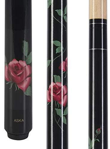 ASKA Custom Pool Queue Black Rose, 13 mm harte Lederspitze, kanadischer Hardrock-Ahorn, ohne Umwicklung (510 g)