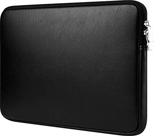 CCPK 15.6 Laptop Sleeve Compatible for 16 MacBook Pro 16 Inch 15 Mac Hp Acer Aspire 5 Samsung Lenovo Surface Book Envy x360 15 In Computer Cover 16in PC Carrying Case 15.6 Inch Bag PU Leather Black