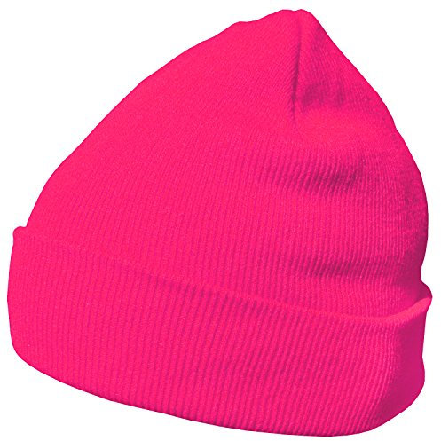 DonDon Mütze Herren Mütze Damen Wintermütze Beanie klassisches Design neonpink