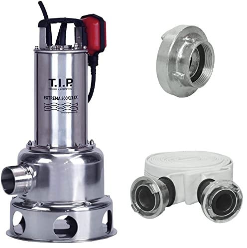 T.I.P. Schmutzwasser Tauchpumpe Extrema 500/13 IX Mit C 52-Storz-Kupplung 2 Zoll IG (57,29 mm) Und Bau- Und Industriegewebeschlauch